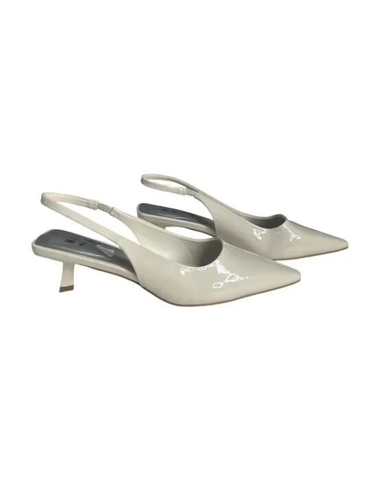 Mix No. 6 Slingback Kitten Heel Shoes Pointed Toe Size 7M Beige Elegant Classic