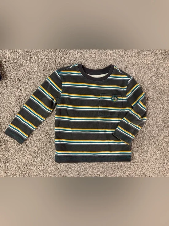 Old Navy Long-Sleeve Striped Tee in Black, Teal & Yellow