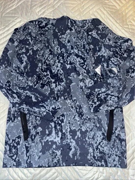 Old Navy Dynamic Fleece Boys Camouflage Blue Hoodie Zip Pockets Large 10/12 NWT