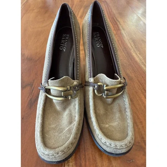 Franco Sarto Women's Heeled Brown Loafers‎ Size 10M