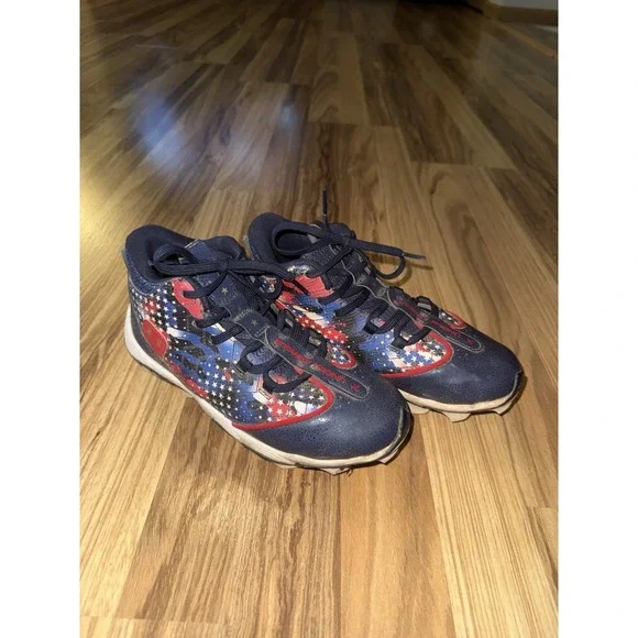 Under Armour Boys‎ 4Y 4 Harper RM 9 Molded Baseball Cleats Red White Blue USA