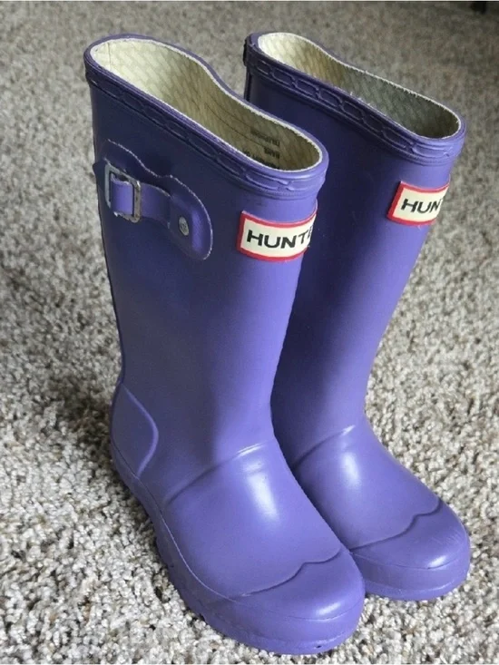 Hunter Kids Purple Tall Rain Boots with Side Buckle