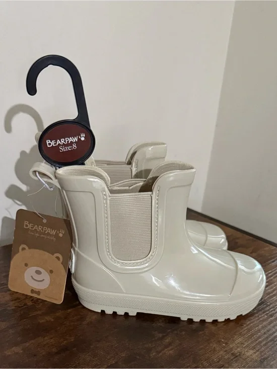 BearPaw Kids Cream Gloss Chelsea Rain Boots