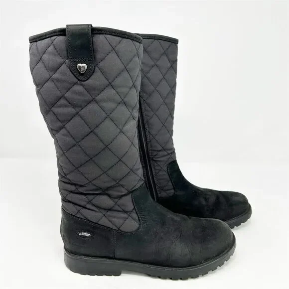 Clarks Boys or Girls Quilted Waterproof Snow Boots Black Size 2 Winter Casual