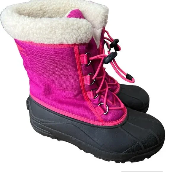 Sorel Girls Snow Boots Size 5 Hot Pink and Black