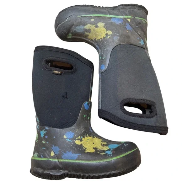 Bogs Kids‎ Paint Splat Classic Waterproof Insulated Winter Boots Black Multi 11