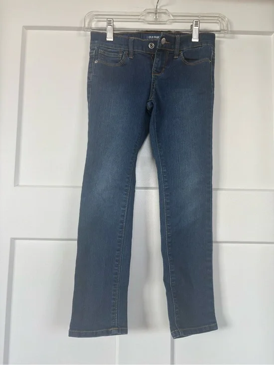 Old Navy Girls Skinny Blue Jeans with adjustable waist straps Size 6