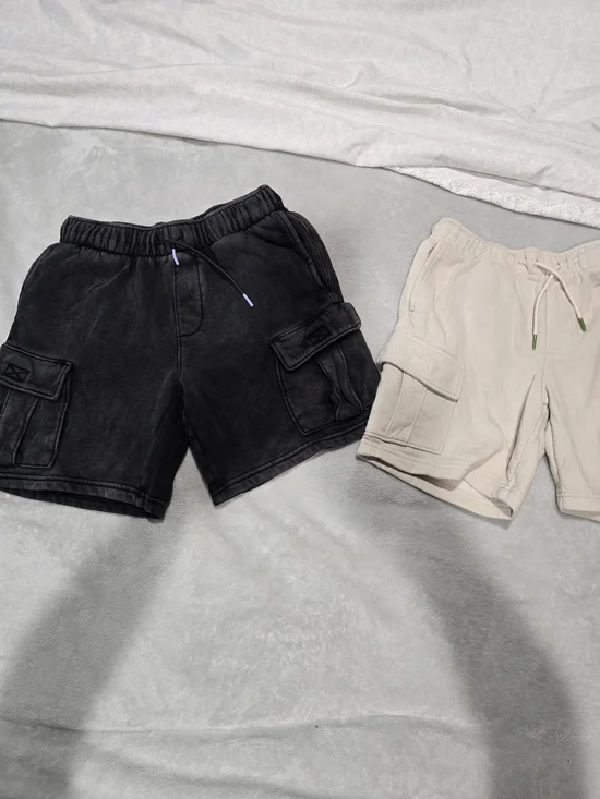 Old Navy Cargo Drawstring Shorts - Black & Cream
