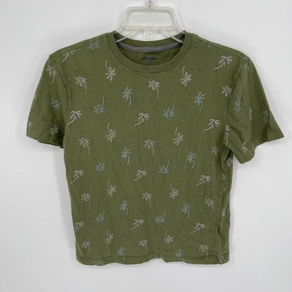 Old Navy Boy's Green Palm Tree Print Short Sleeve Softest Tee‎ Size L 10-12