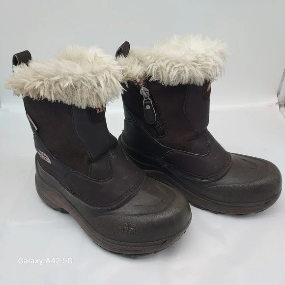 The North Face Girls‎ Heatseeker Waterproof Brown Winter Boots Faux Fur Size 2