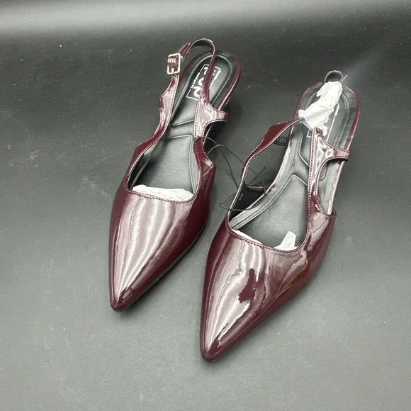 Pop Muna Women's  Comfort Fit Burgundy Patent Kitten Slingback Kitten Size‎ 9M