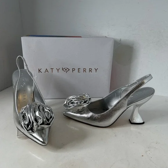Katy Perry Laterr High Flower Silver Sz‎ 10