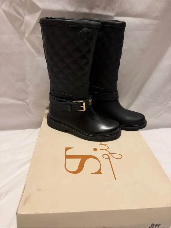 Girls Black Quilted Rain Boots Size 9 Toddler - Supertrash