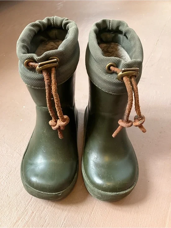 Bisgaard toddler wool-lined rubber boots in olive green