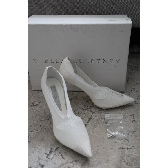 Stella McCartney White Lace Pointed Toe Stiletto‎ Heels Pumps Shoes