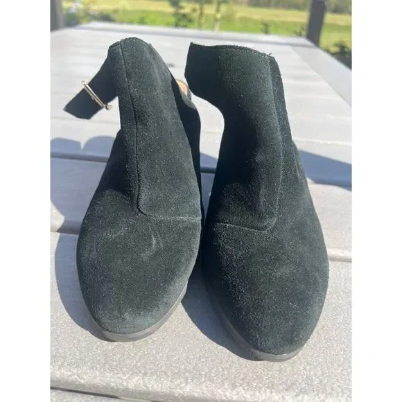 Vionic Lacey Women Black Suede Tortoise Block Pump Heel Shoe Size 9.5