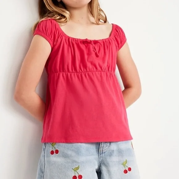 Old Navy Girls Size 8 Red Square Neck Babydoll Top