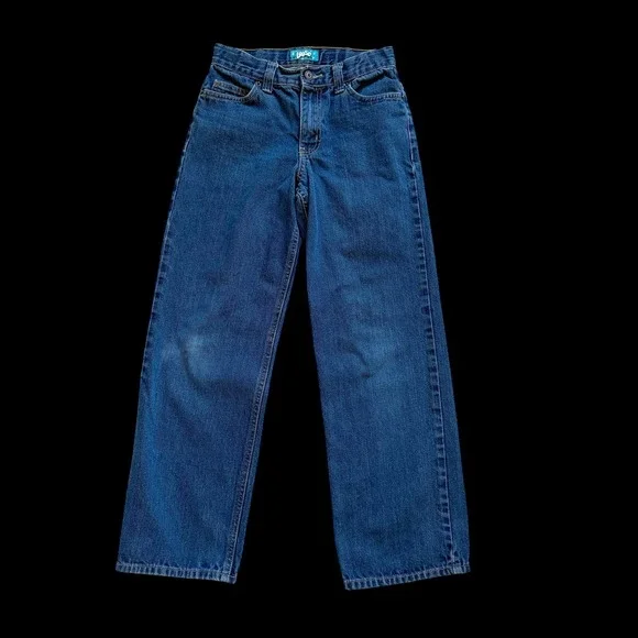 Y2K Old Navy Loose Fit Jeans Young Adult 14 Dark Wash Blue Denim Wide Leg 25x27