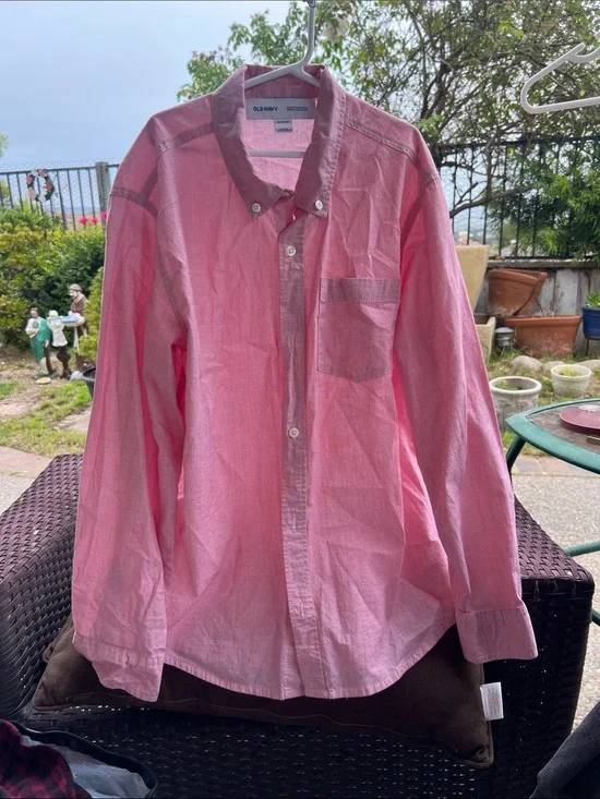 Old Navy Boys Pink Button-Up Shirt with Chest Pocket