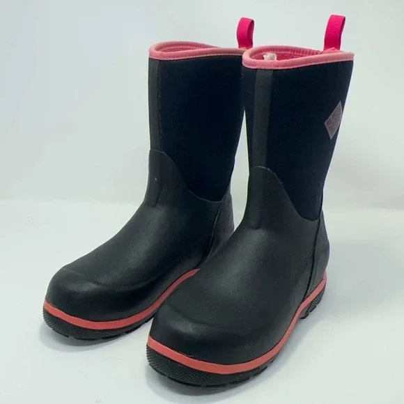 Muck‎ Boot Company Waterproof Neoprene Rain Boots Kids Size 3 Black Pink Outdoor