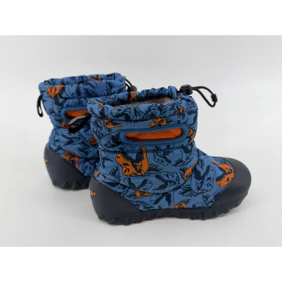 Bogs BMOC Snow Dino Kids 13 Blue‎ Orange Waterproof Winter Boots 72758K-460