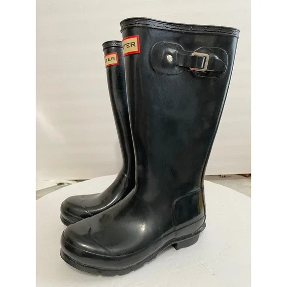 Hunter Original Kids Gloss Black Waterproof Rain Boots W23991 2b US 13‎ UK 32 EU