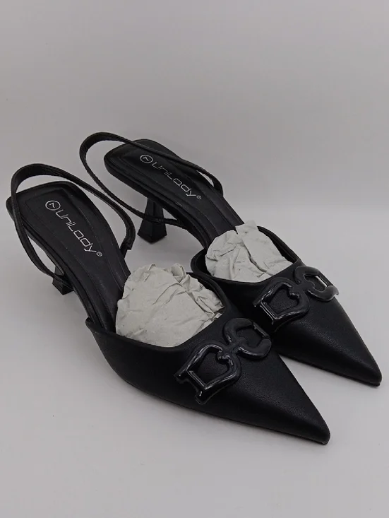 WOMEN'S BLACK POINTED SLING BACK HEELS SIZE 7