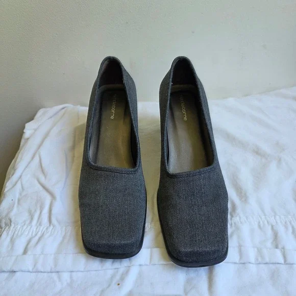 Liz‎ Claiborne McAllister II VTG 90s CBK Square Toe Block Heel Pumps Grey 7.5M