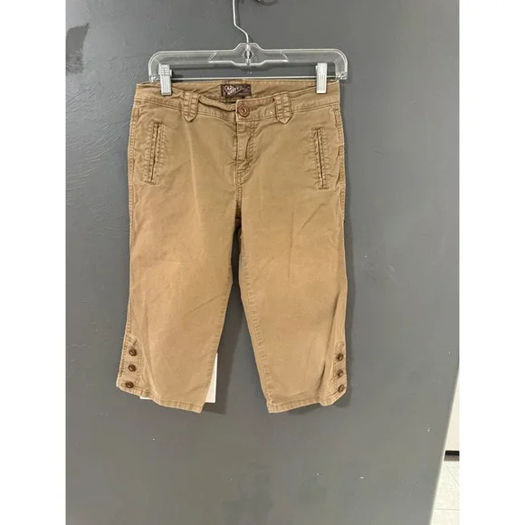Old Navy Y2k Vintage Girls Khaki Capri Pants Size 14 Tan Cropped‎ Chino Trousers