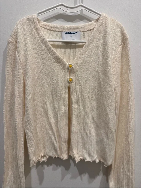 Old Navy Cream Knit Cardigan with Daisy Buttons