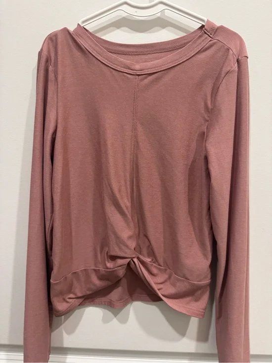 Girl's Long-Sleeve Twist-Front Top - Dusty Rose
