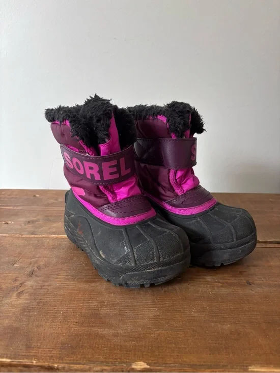 Sorel Snow Commander Kids' Black Winter Snow Boots Size 8
