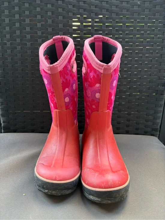 Bogs Kids Red and Pink Floral Rain Boots