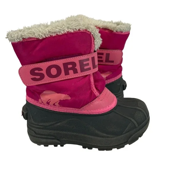 Sorel Childrens Snow Commander Boot Tropic Pink Deep Blush Size 12 NC5190-652