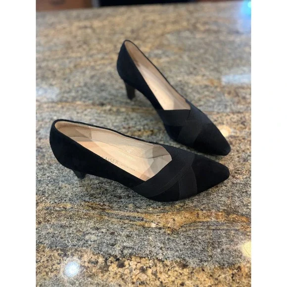 Peter Kaiser Women's US Sz 10 Malana‎ Black Mid Heels with Bandage Detail