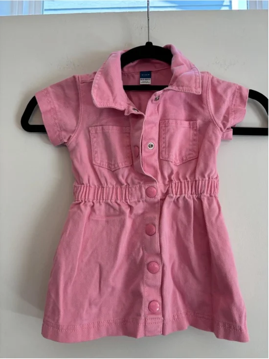 Baby Girl Old Navy Pink Denim Casual Dress, 18-24 Months #1024