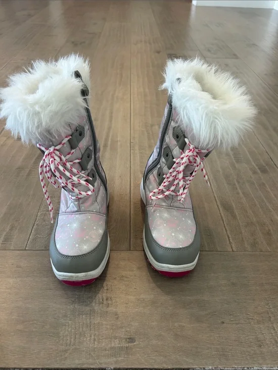 Dream Pairs Pink & Gray Faux Fur-Trim Kids Snow Boots