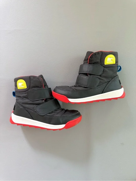 Sorel Kids Snow Boots Whitney II Black Red Waterproof Winter Kids size 12