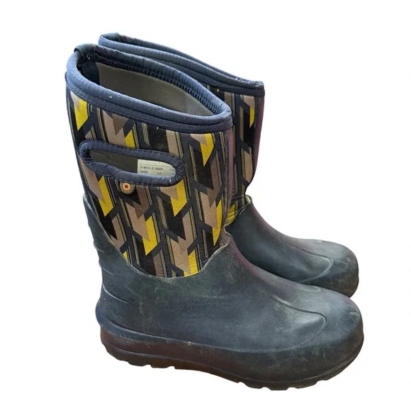 Bogs Kids Neo-Classic Warp Waterproof Winter‎ Boots Black Yellow Youth 5 Euro 38
