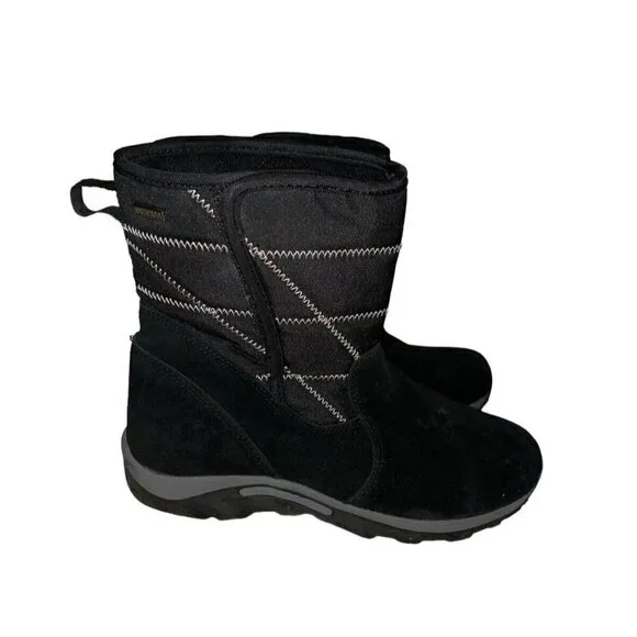 Merrell Black Jungle Moc Quilt Opti-Warm Winter Snow Boots Kids Size 5