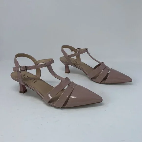 Journee Collection Jazlynn Dress Pumps Women's 9 Blush T-Strap Kitten Heel S0751