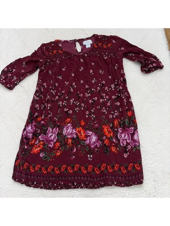 Old Navy Girls Small 6-7 Boho Floral Dress Priarie Timeless Class