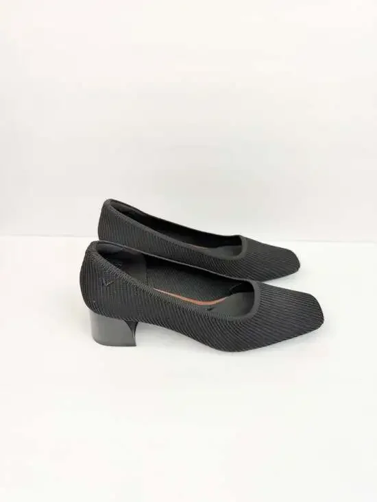 Vivaia Black Melody 2.0 Square Toe Chunky Block Heel Pumps US 9 EU 39.5
