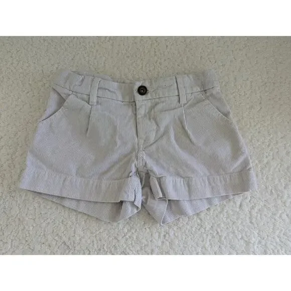 Old Navy Kids Girls Size 7‎ Grey Corduroy Pleated Shorts Adjustable Waist Cuffed