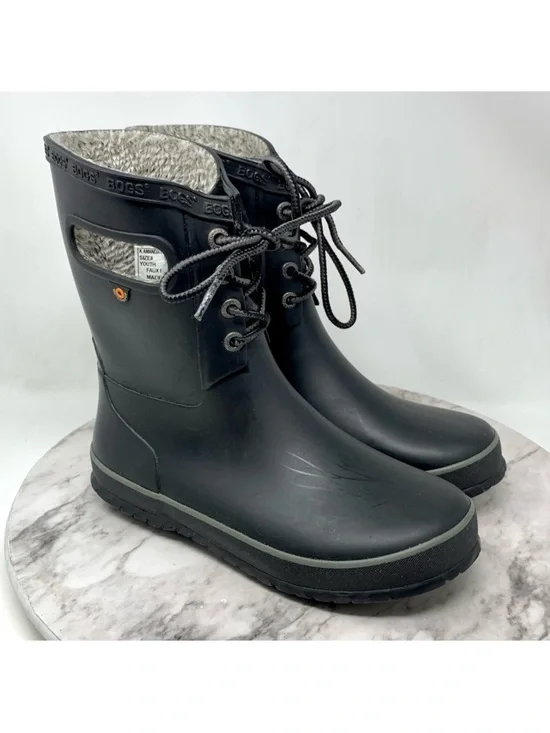 Bogs Amanda Plush Waterproof Lace Up Mid Winter Boots 4/37 Youth Back To School