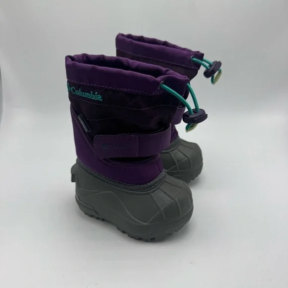 Columbia Powderbug Plus II Toddler Snow Boots Purple Gray Size 4 Winter Boot