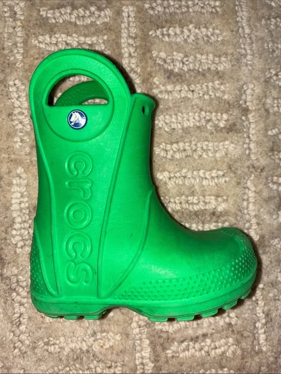 CROCS Kids Bright Green Pull-On Rain Boot