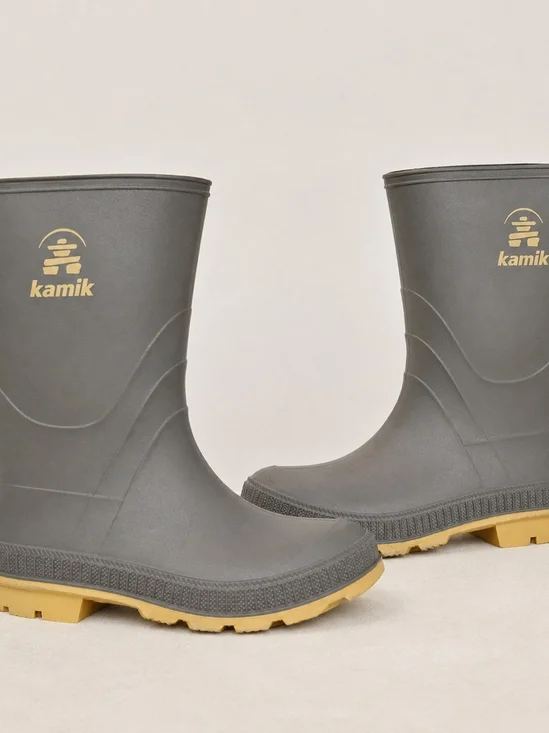 Kamik Kids Olive Green Rain Boots with Tan Soles
