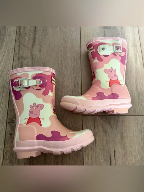 Hunter Girls Peppa Pig Muddy Puddles Rain Boots Pink Size US 11