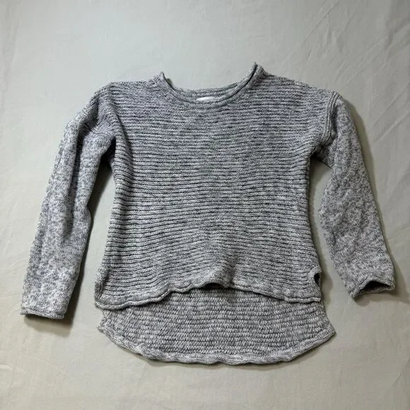 Old Navy Knit Shirt Girl's 10-12 L Grey Top Long Sleeve Heathered Sweater